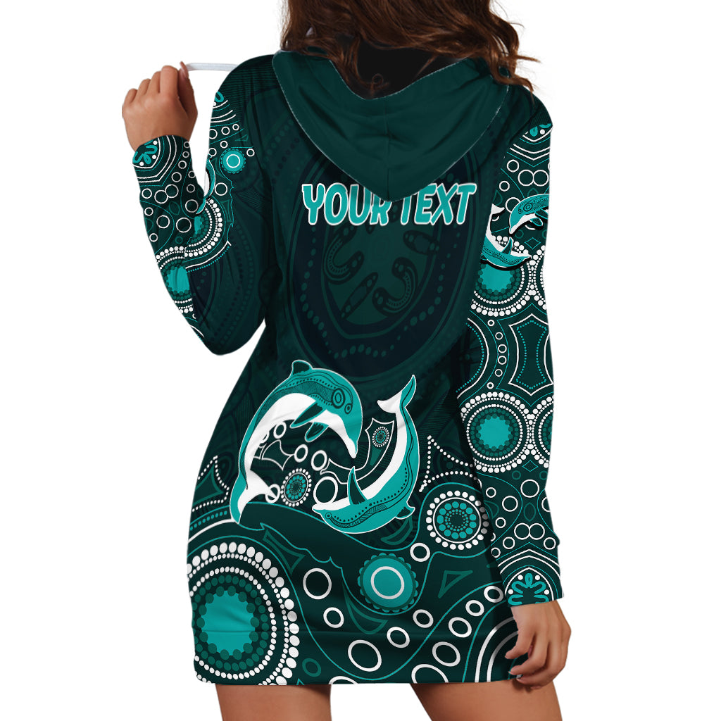Australia Aboriginal Hoodie Dress Dolphin Green - Vibe Hoodie Shop