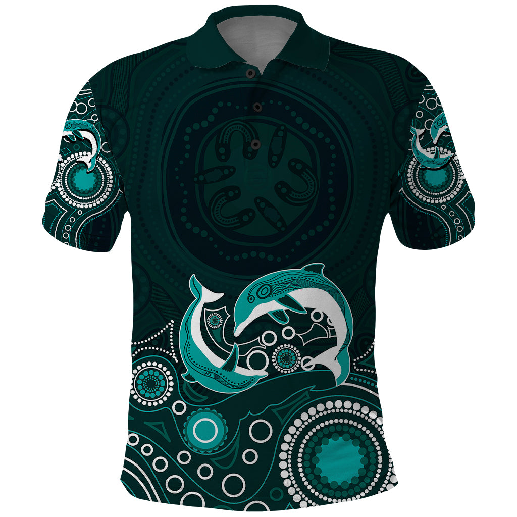 Australia Aboriginal Polo Shirt Dolphin Green - Vibe Hoodie Shop