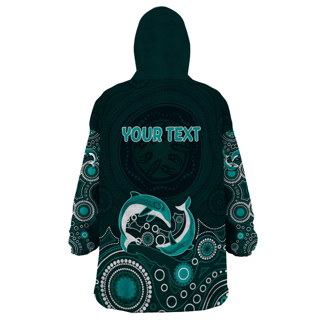 Australia Aboriginal Wearable Blanket Hoodie Dolphin Green - Vibe Hoodie Shop