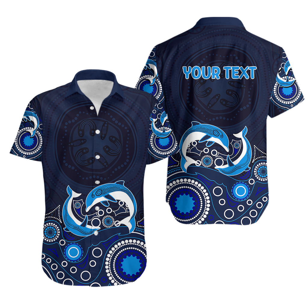 Australia Aboriginal Hawaiian Shirt Dolphin Dark Blue - Vibe Hoodie Shop