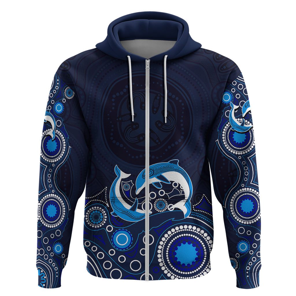 Australia Aboriginal Hoodie Dolphin Dark Blue LT6 - Vibe Hoodie Shop