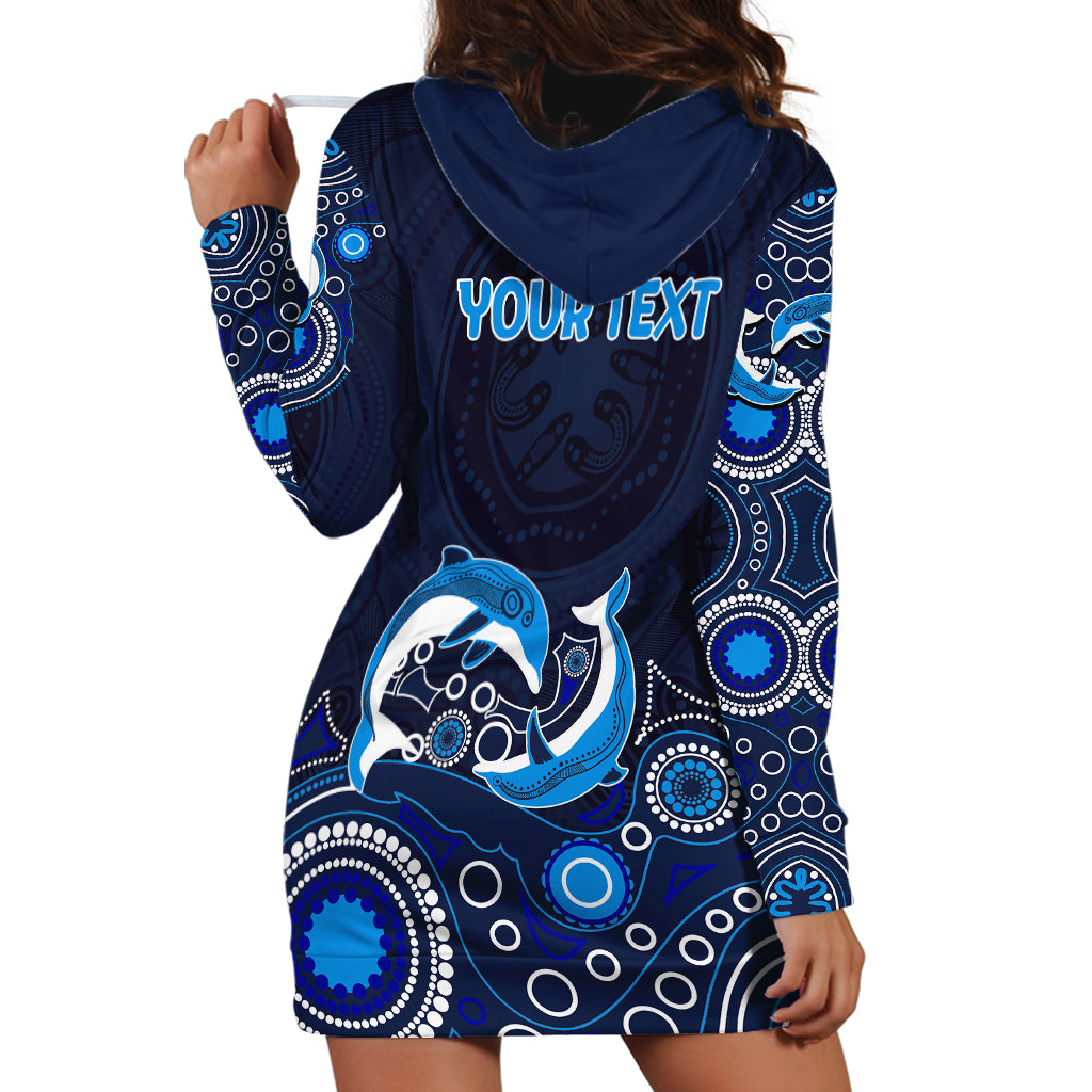 Australia Aboriginal Hoodie Dress Dolphin Dark Blue - Vibe Hoodie Shop