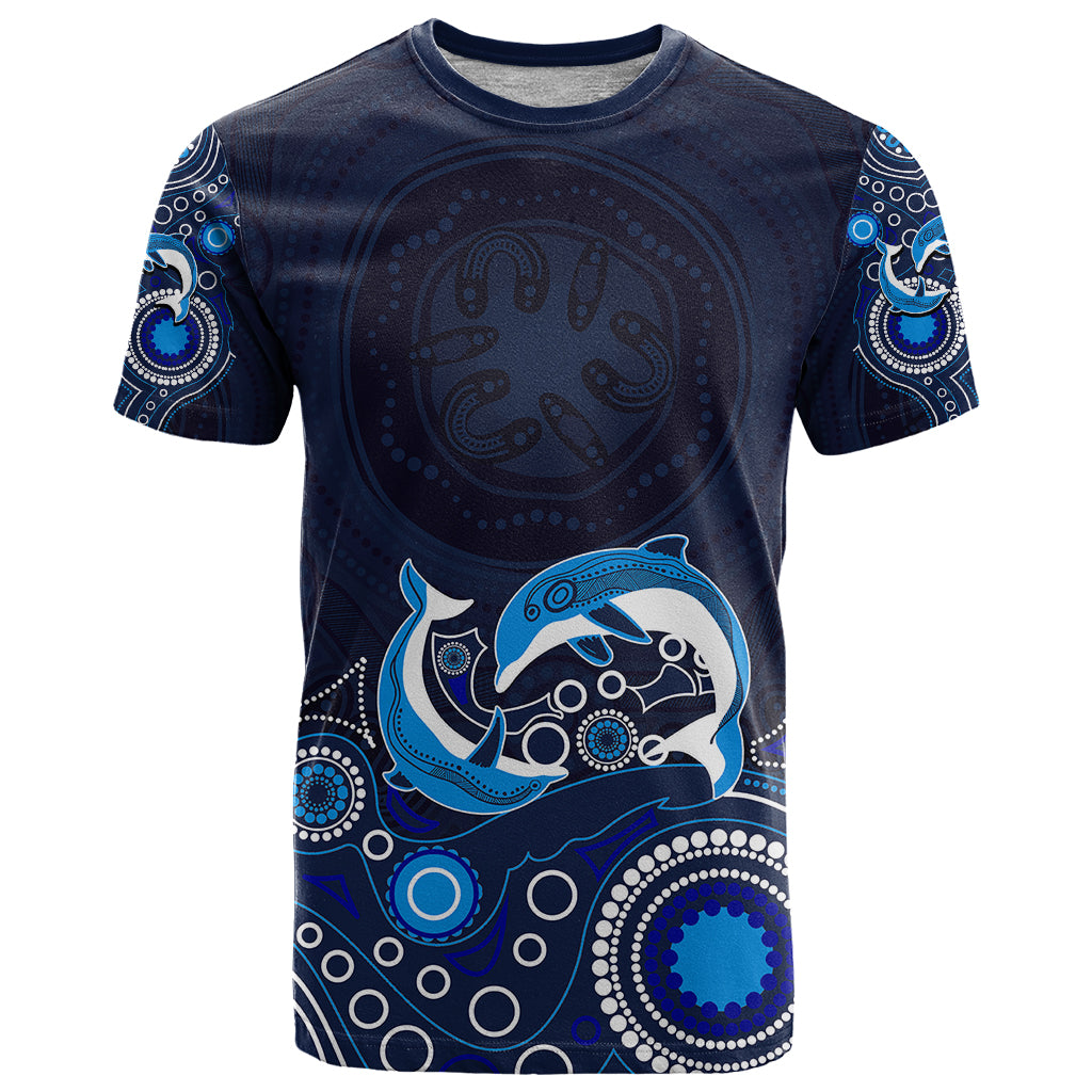 Australia Aboriginal T Shirt Dolphin Dark Blue - Vibe Hoodie Shop
