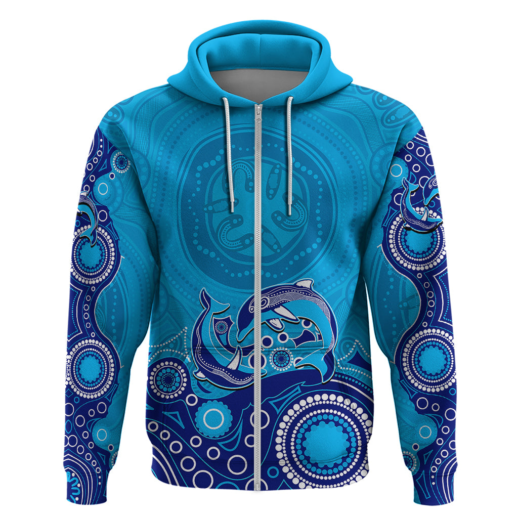 Australia Aboriginal Hoodie Dolphin Light Blue LT6 - Vibe Hoodie Shop