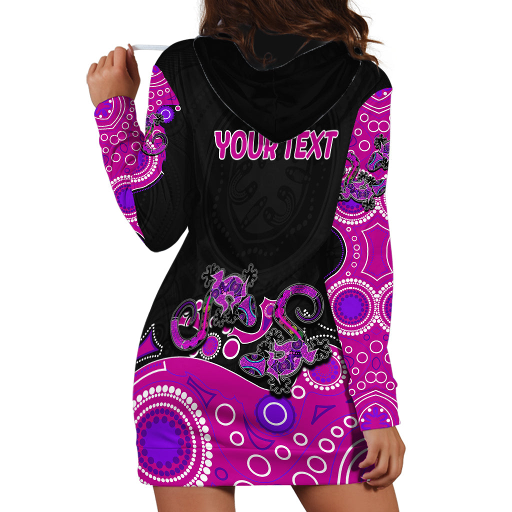 (Custom Personalised) Australia Aboriginal Hoodie Dress Lizard Pink LT6 - Custom Text and Number - Vibe Hoodie Shop