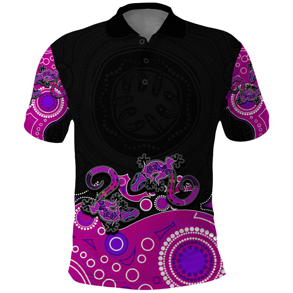 Custom Australia Aboriginal Polo Shirt Lizard Pink - Vibe Hoodie Shop