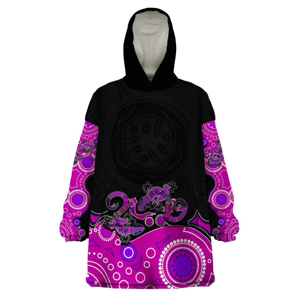 Australia Aboriginal Wearable Blanket Hoodie Lizard Pink - Vibe Hoodie Shop