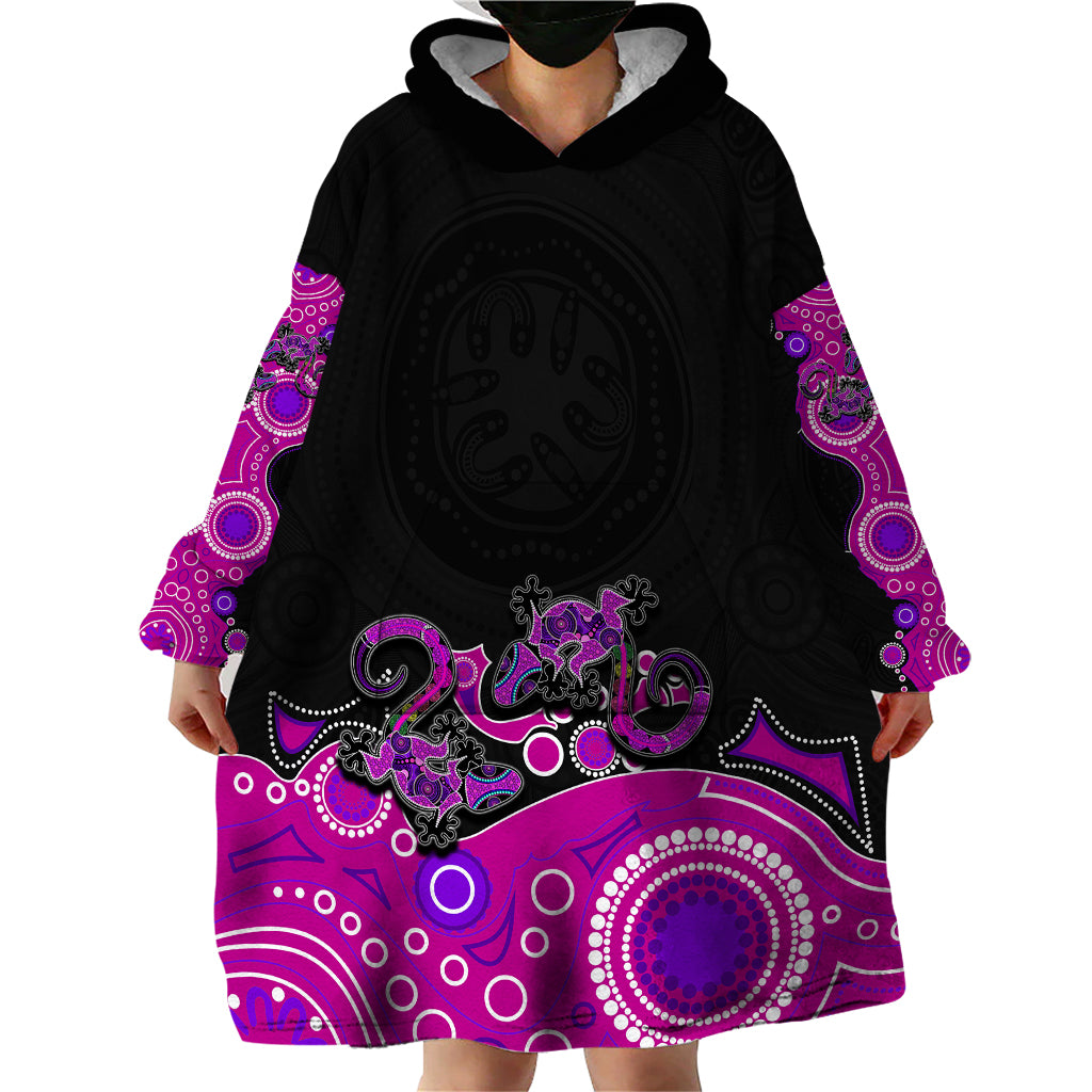 Australia Aboriginal Wearable Blanket Hoodie Lizard Pink - Vibe Hoodie Shop