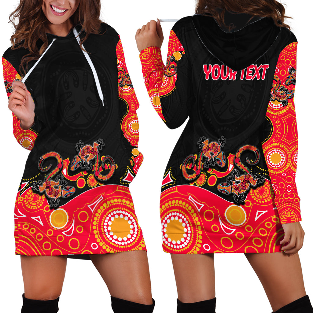 Australia Aboriginal Hoodie Dress Lizard Red - Vibe Hoodie Shop