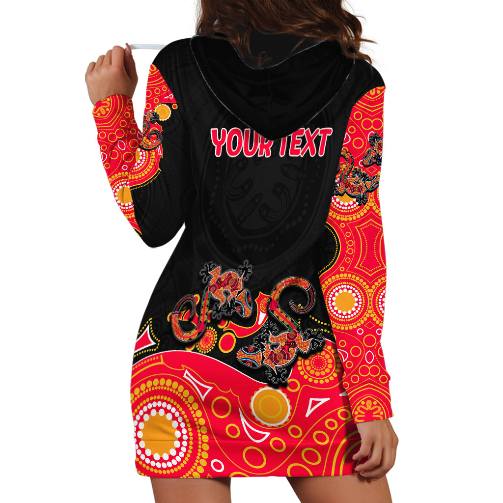 Australia Aboriginal Hoodie Dress Lizard Red - Vibe Hoodie Shop