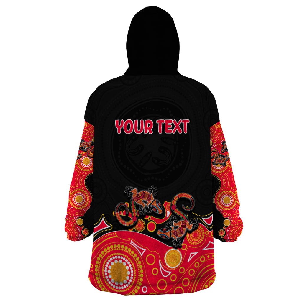 Australia Aboriginal Wearable Blanket Hoodie Lizard Red - Vibe Hoodie Shop