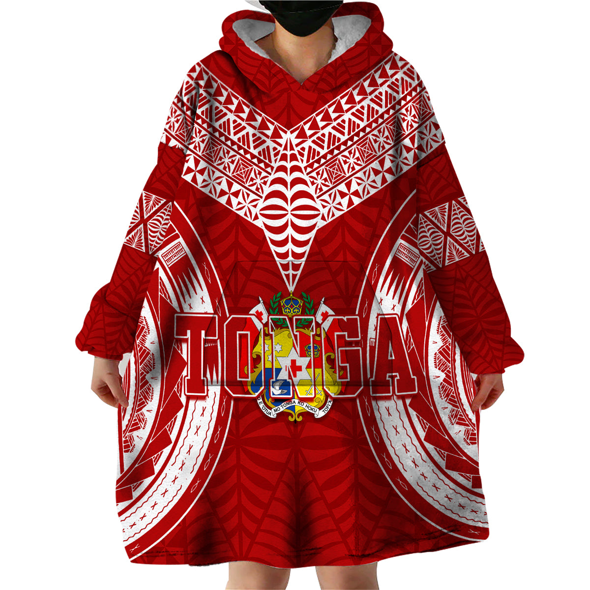 Personalised Tonga Independence Day Wearable Blanket Hoodie Kupesi Pattern Mix Style - Vibe Hoodie Shop