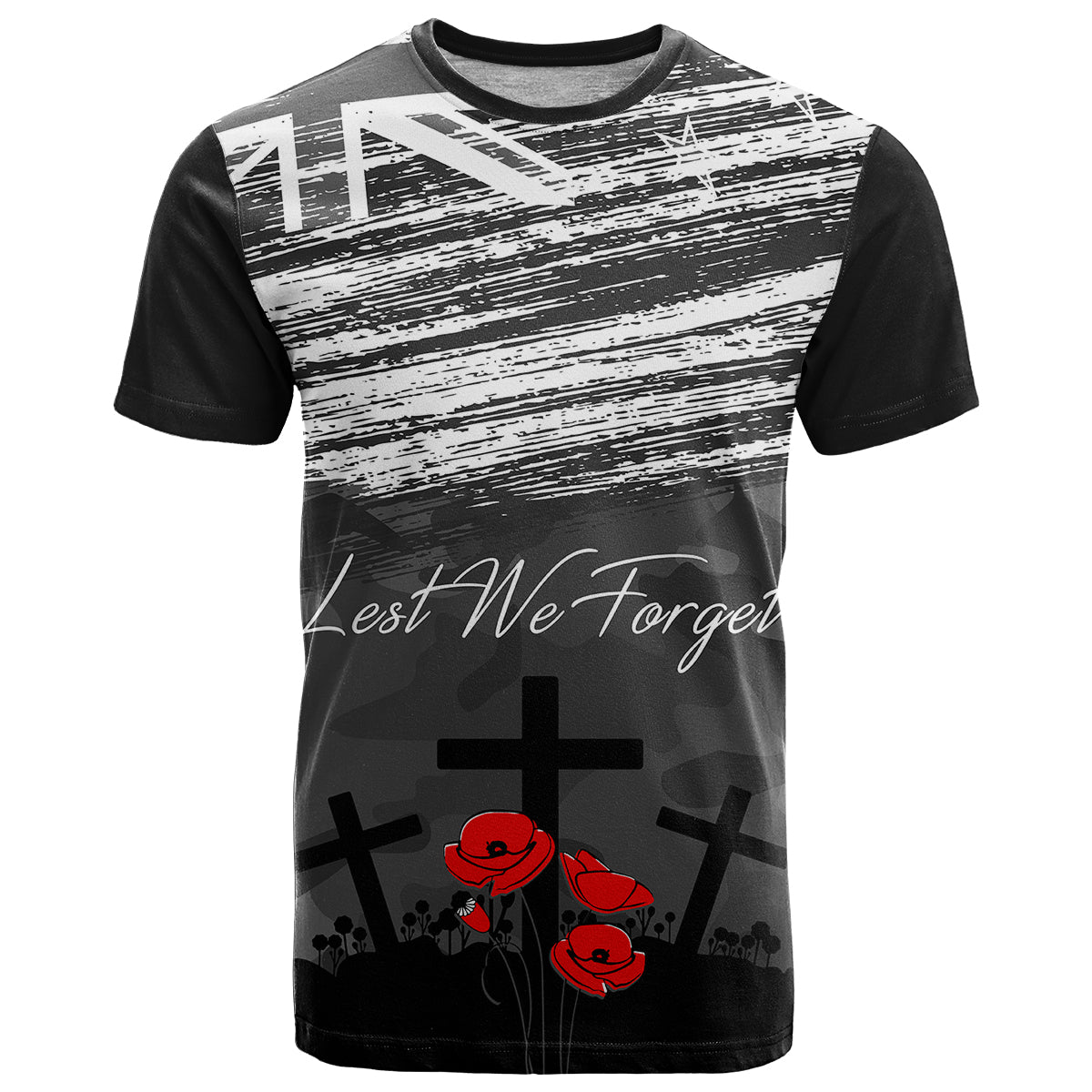 ANZAC DAY T Shirt Camo Style - Lest We Forget - Vibe Hoodie Shop