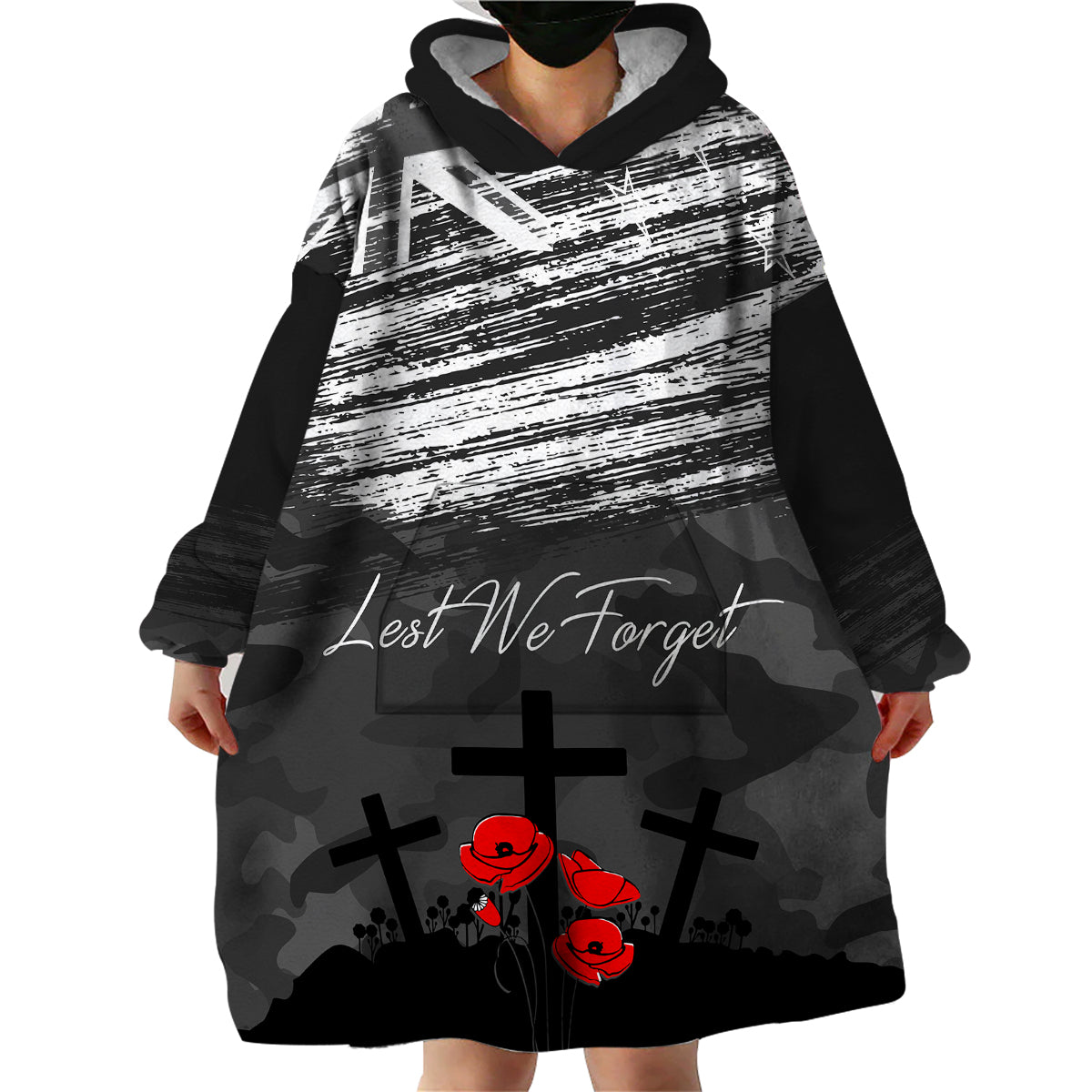 ANZAC DAY Wearable Blanket Hoodie Camo Style - Lest We Forget - Vibe Hoodie Shop