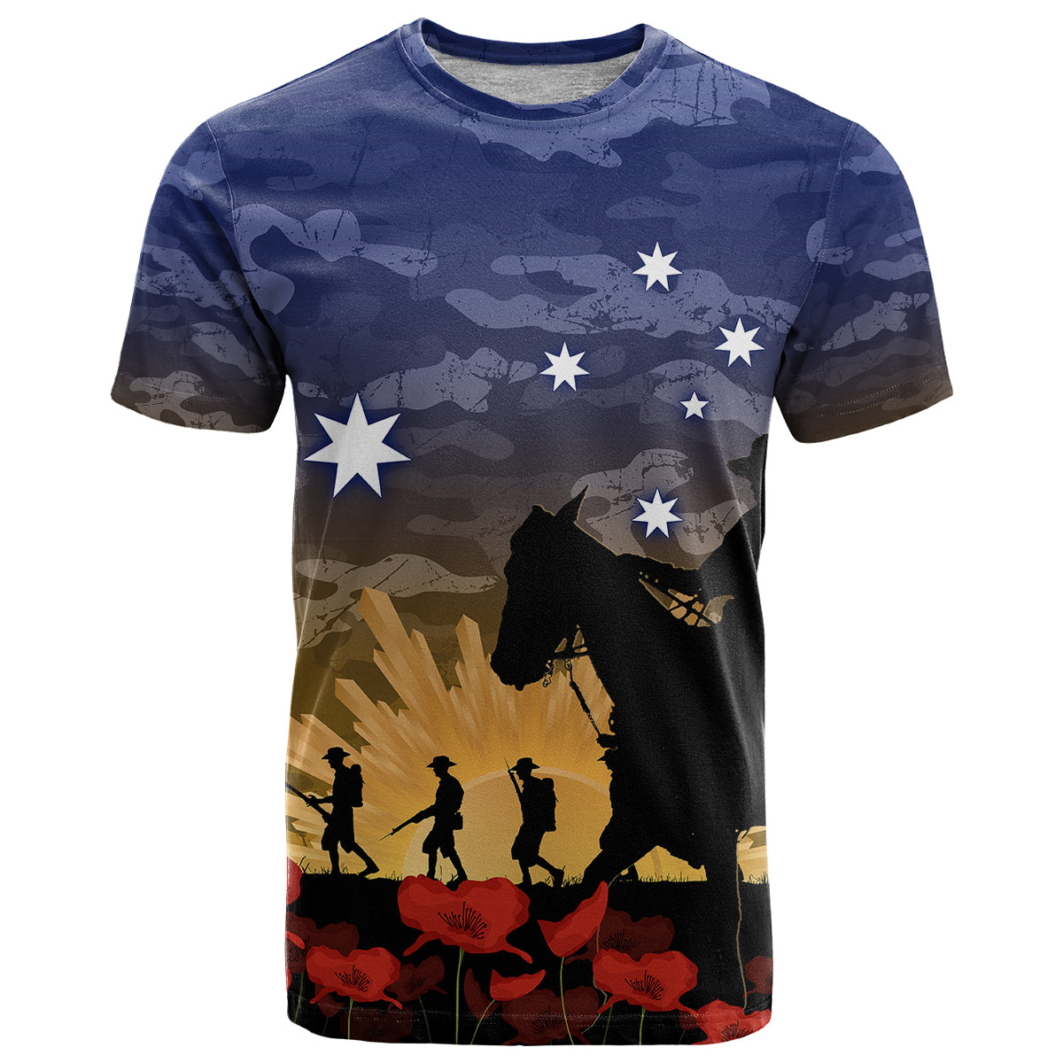 ANZAC DAY T Shirt Camo Style - Dawn Service - Vibe Hoodie Shop