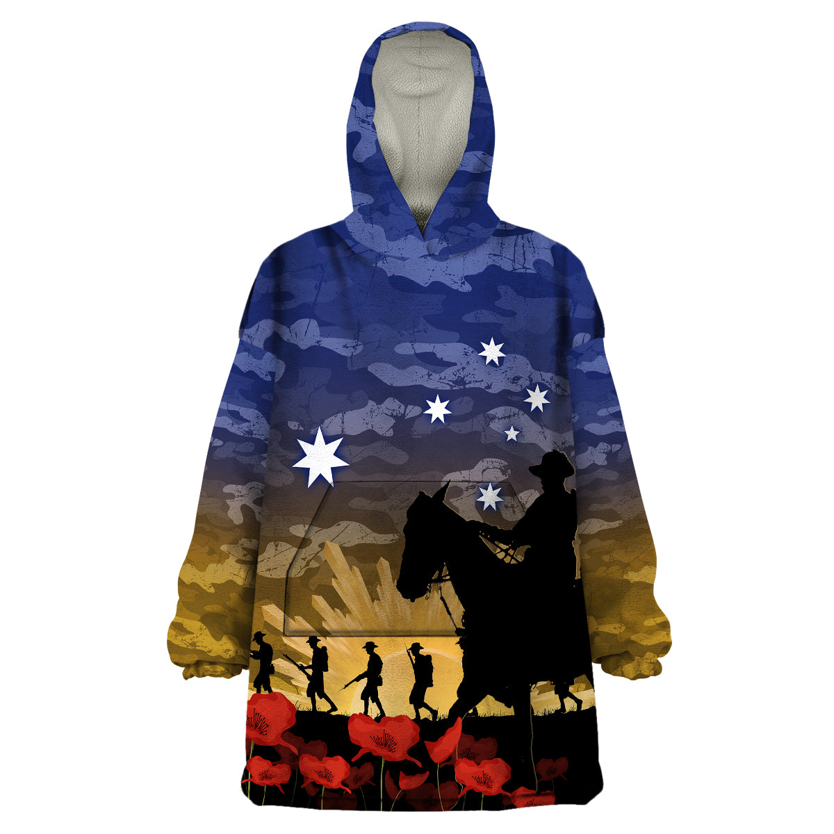 ANZAC DAY Wearable Blanket Hoodie Camo Style - Dawn Service - Vibe Hoodie Shop