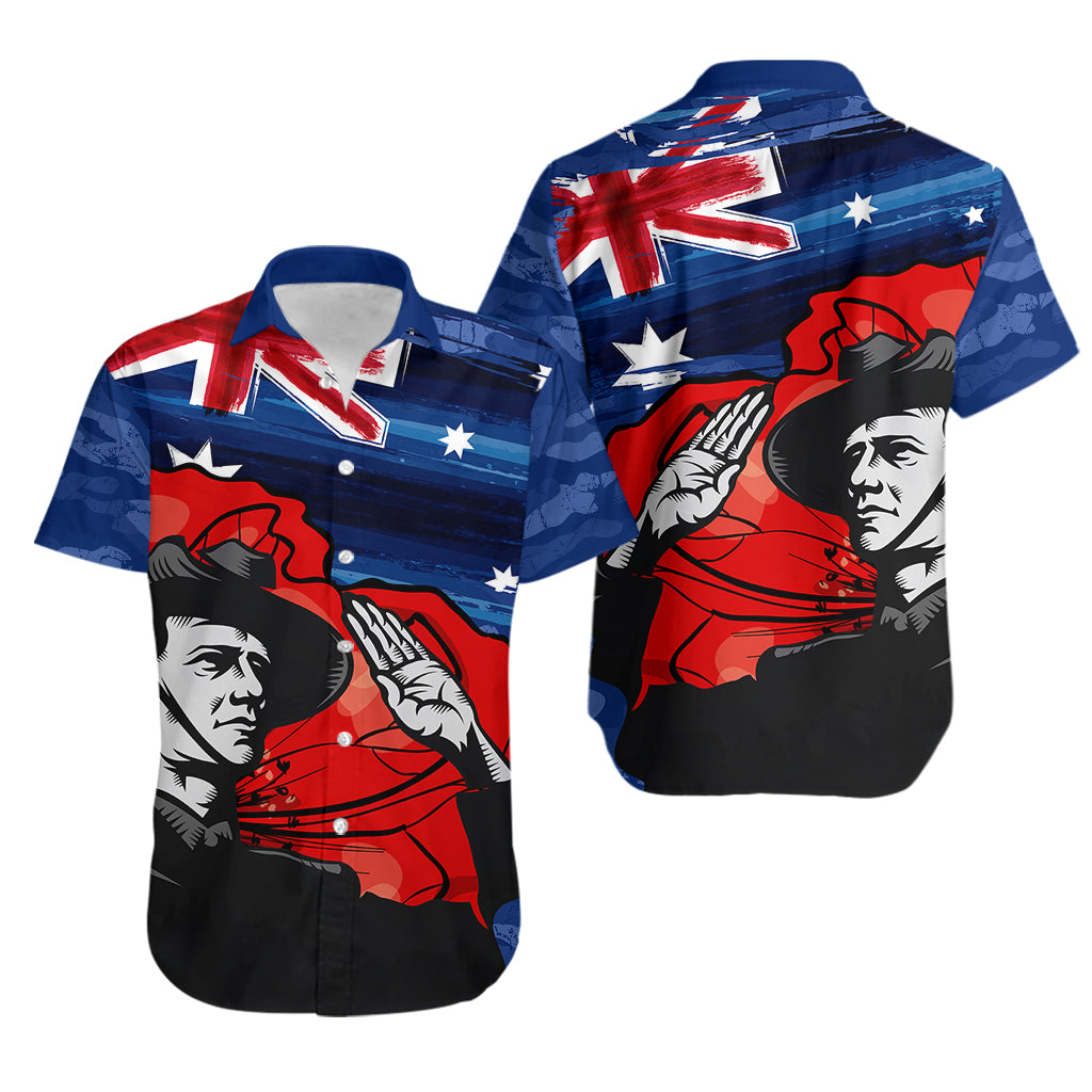 ANZAC DAY Hawaiian Shirt Camo Style - Soldier With Flag - Vibe Hoodie Shop