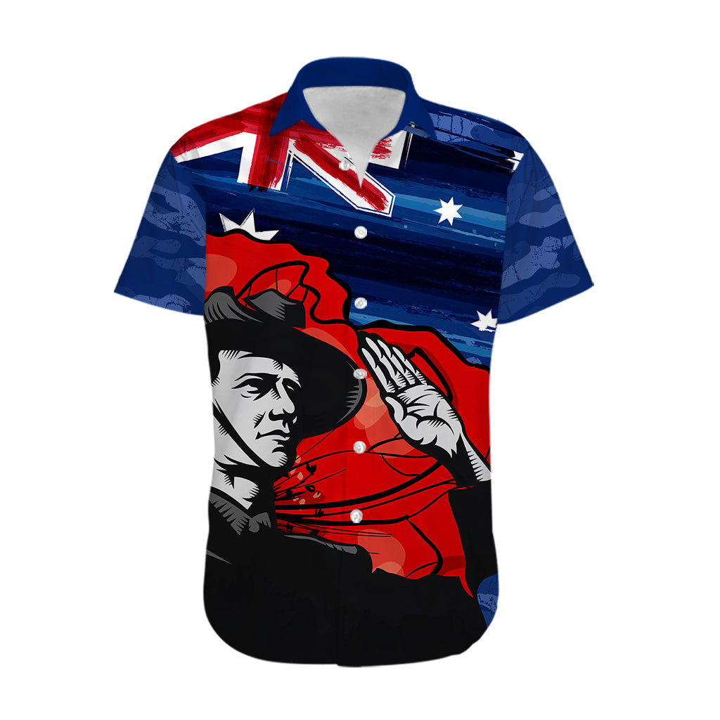 ANZAC DAY Hawaiian Shirt Camo Style - Soldier With Flag - Vibe Hoodie Shop