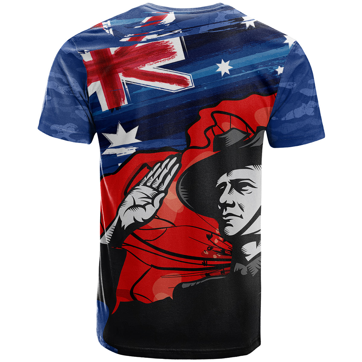 ANZAC DAY T Shirt Camo Style - Soldier With Flag - Vibe Hoodie Shop
