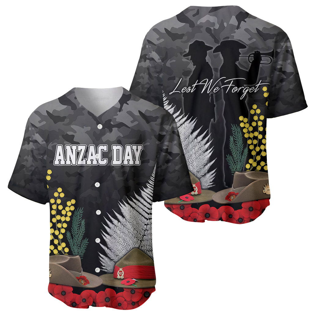 ANZAC DAY Baseball Jersey Camo Style - Slouch Hats Mix Silver Fern Golden Wattle - Vibe Hoodie Shop