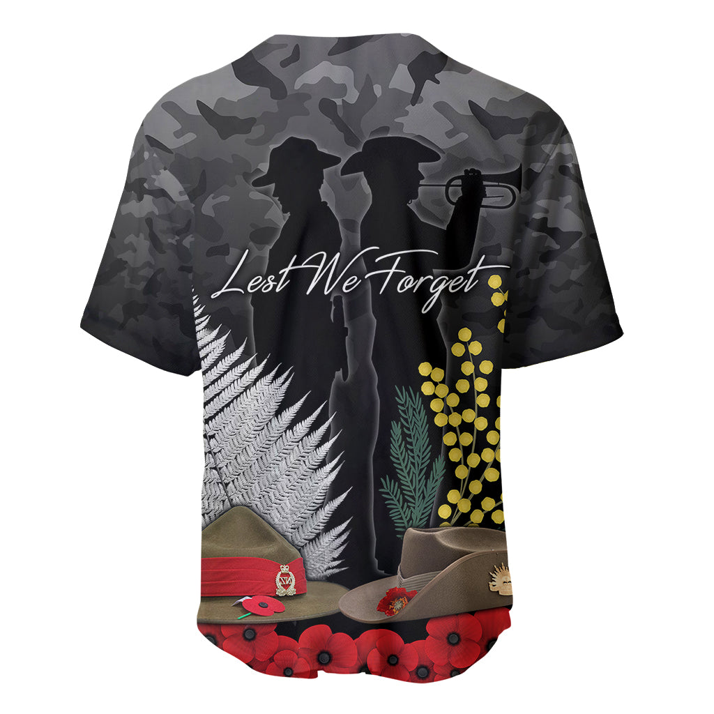 ANZAC DAY Baseball Jersey Camo Style - Slouch Hats Mix Silver Fern Golden Wattle - Vibe Hoodie Shop