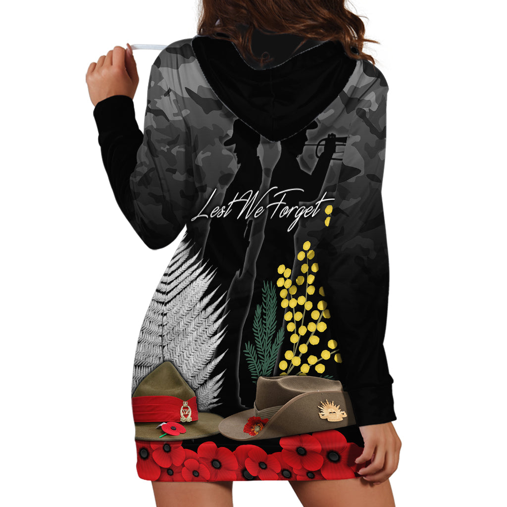 ANZAC DAY Hoodie Dress Camo Style - Slouch Hats Mix Silver Fern Golden Wattle - Vibe Hoodie Shop