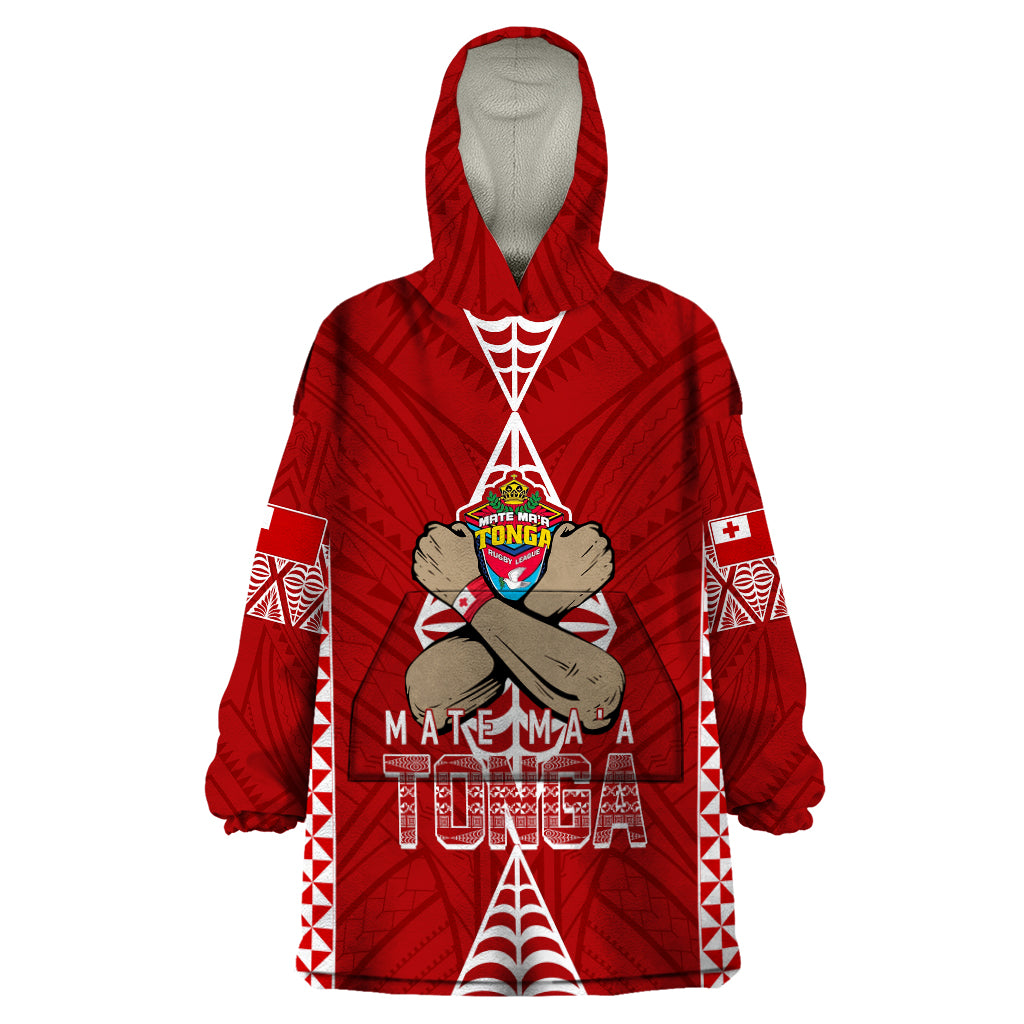 Personalised Tonga Rugby Wearable Blanket Hoodie Mate Ma'a Tonga Independence Day - Vibe Hoodie Shop