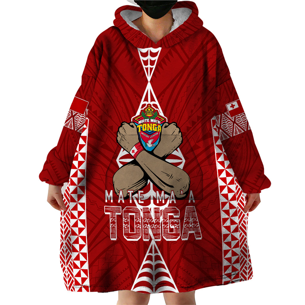 Personalised Tonga Rugby Wearable Blanket Hoodie Mate Ma'a Tonga Independence Day - Vibe Hoodie Shop