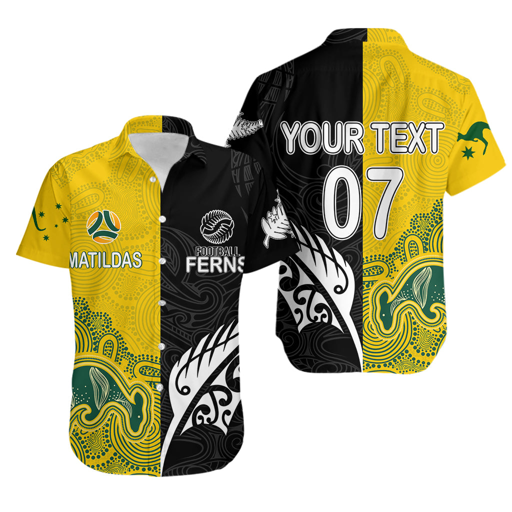 Personalised Matildas Mix Football Ferns Hawaiian Shirt 2023 World Cup Aboriginal Tribal Style - Vibe Hoodie Shop