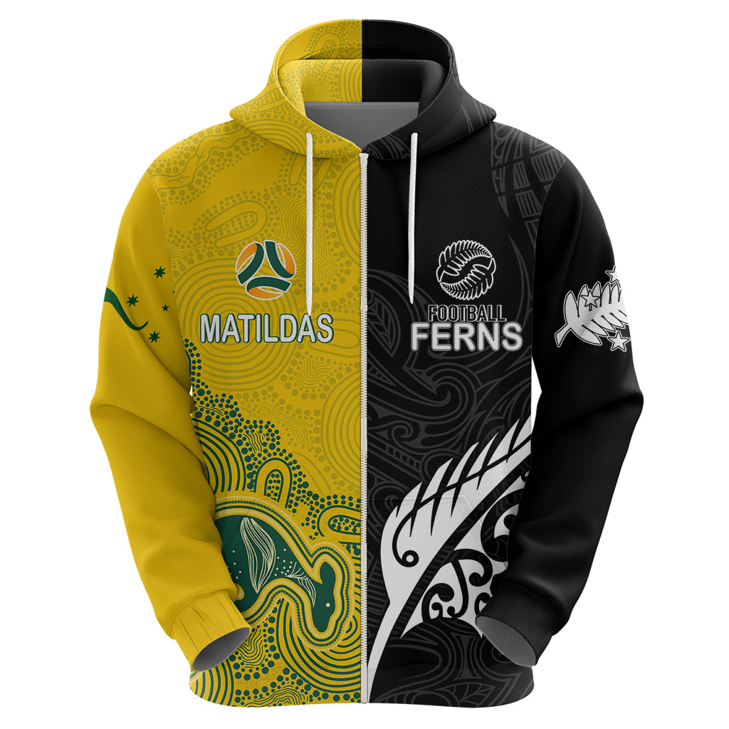 Personalised Matildas Mix Football Ferns Hoodie 2023 World Cup Aboriginal Tribal Style LT7 - Vibe Hoodie Shop