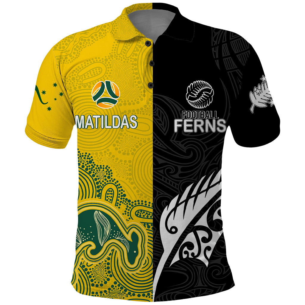 Personalised Matildas Mix Football Ferns Polo Shirt 2023 World Cup Aboriginal Tribal Style - Vibe Hoodie Shop