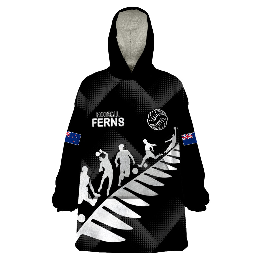 Personalised New Zealand Football Ferns Wearable Blanket Hoodie Women World Cup 2023 Sporty Vibes - Vibe Hoodie Shop