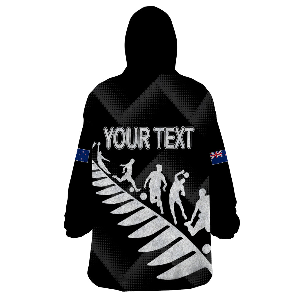 Personalised New Zealand Football Ferns Wearable Blanket Hoodie Women World Cup 2023 Sporty Vibes - Vibe Hoodie Shop