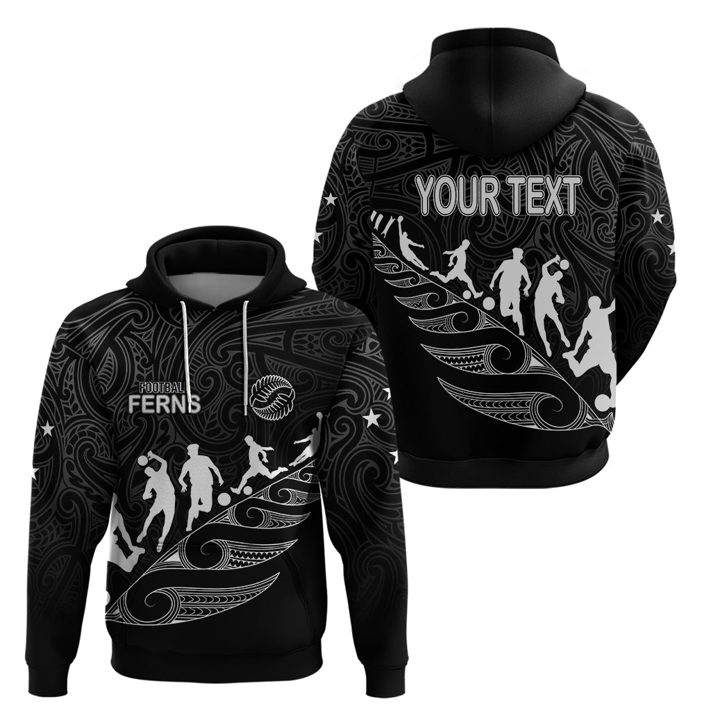Personalised New Zealand Football Ferns Hoodie Women World Cup 2023 Tribal Koru Pattern LT7 - Vibe Hoodie Shop
