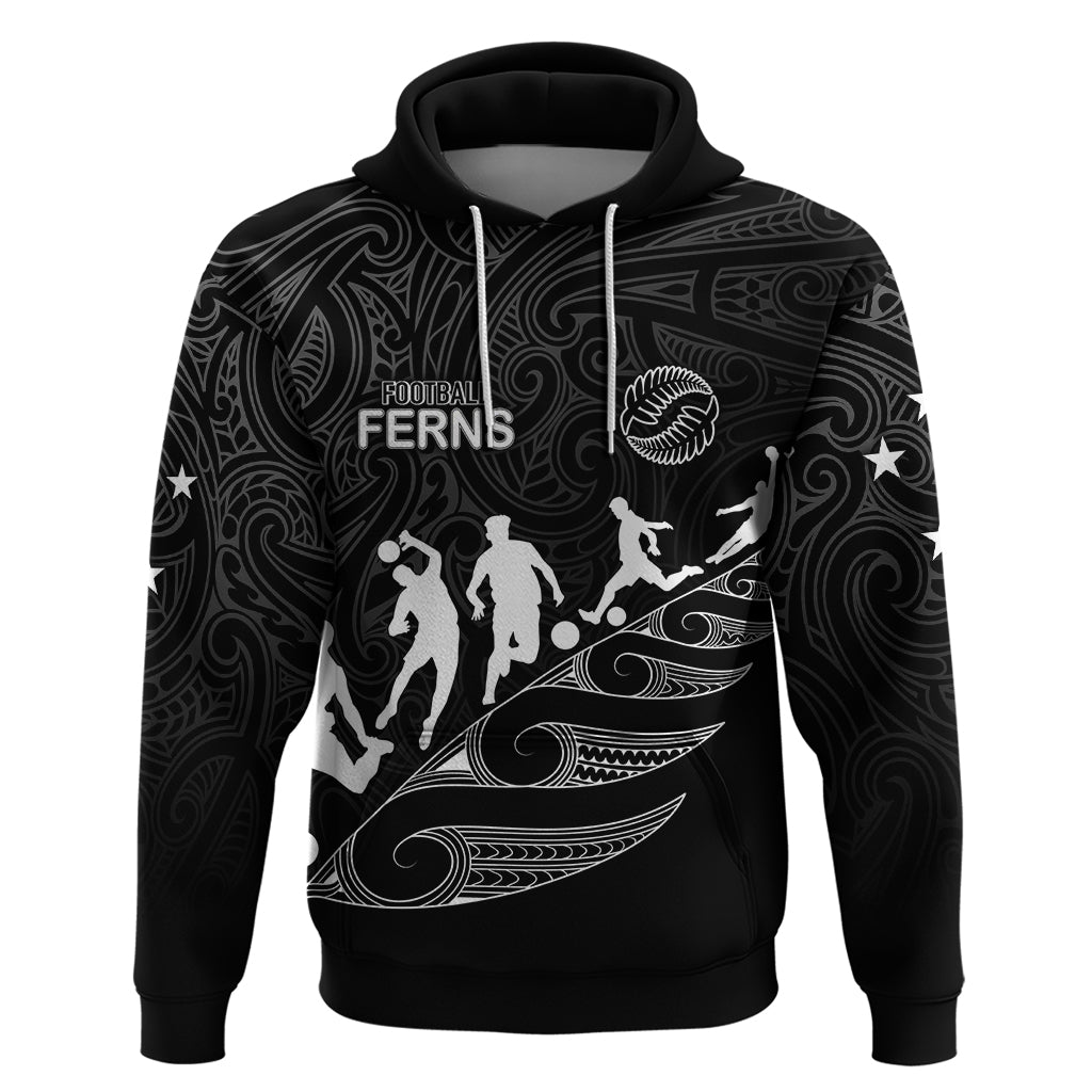 Personalised New Zealand Football Ferns Hoodie Women World Cup 2023 Tribal Koru Pattern LT7 - Vibe Hoodie Shop