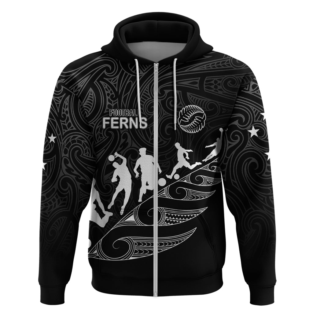 Personalised New Zealand Football Ferns Hoodie Women World Cup 2023 Tribal Koru Pattern LT7 - Vibe Hoodie Shop