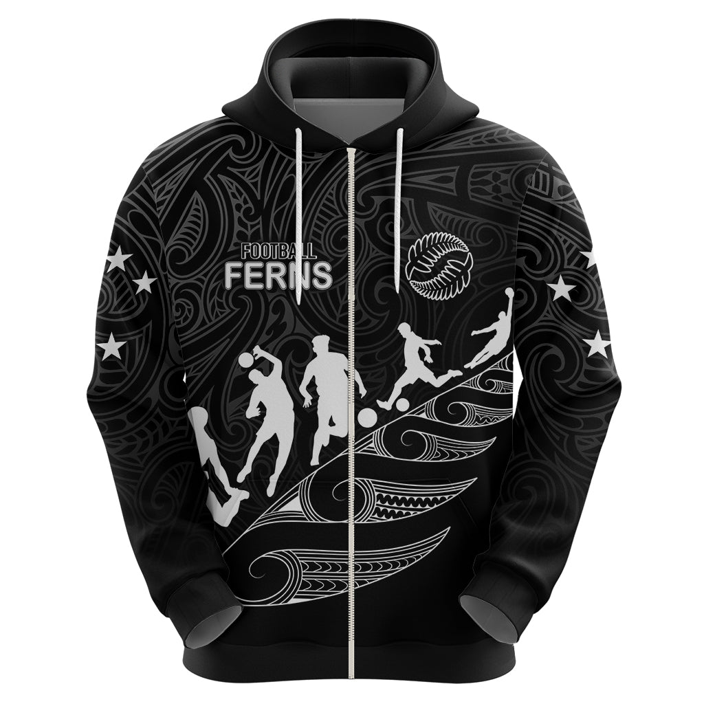 Personalised New Zealand Football Ferns Hoodie Women World Cup 2023 Tribal Koru Pattern LT7 - Vibe Hoodie Shop