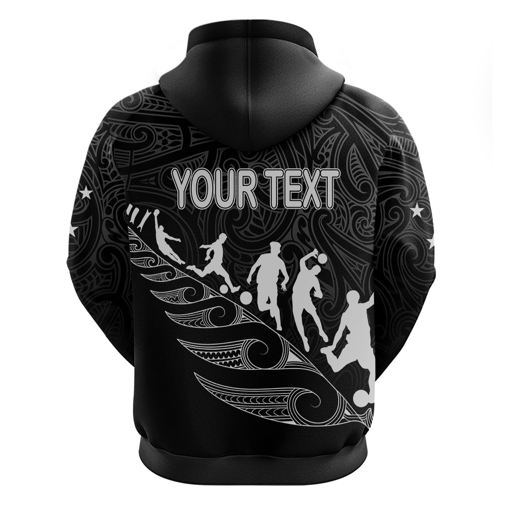 Personalised New Zealand Football Ferns Hoodie Women World Cup 2023 Tribal Koru Pattern LT7 - Vibe Hoodie Shop