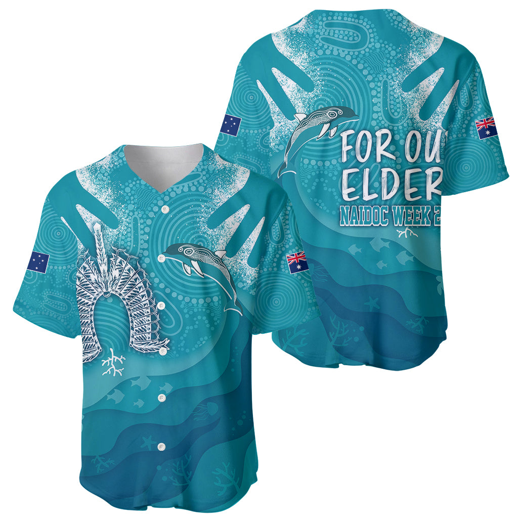 NAIDOC Week 2023 Baseball Jersey For Our Elders Torres Strait Dolphin Aboriginal Dot Arts - Vibe Hoodie Shop