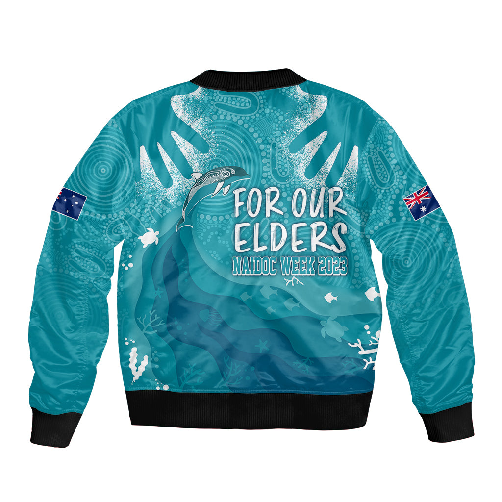 NAIDOC Week 2023 Bomber Jacket For Our Elders Torres Strait Dolphin Aboriginal Dot Arts - Vibe Hoodie Shop