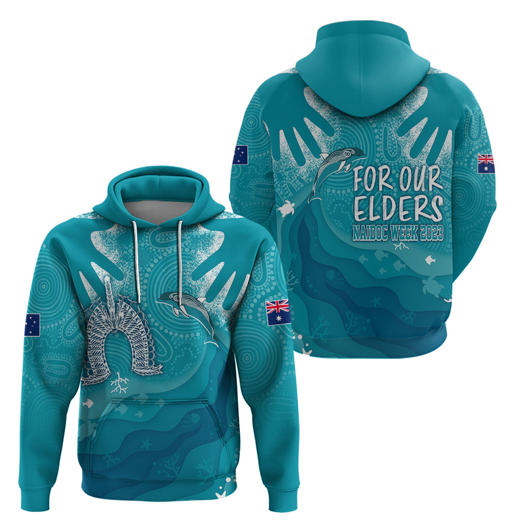 NAIDOC Week 2023 Hoodie For Our Elders Torres Strait Dolphin Aboriginal Dot Arts LT7 - Vibe Hoodie Shop