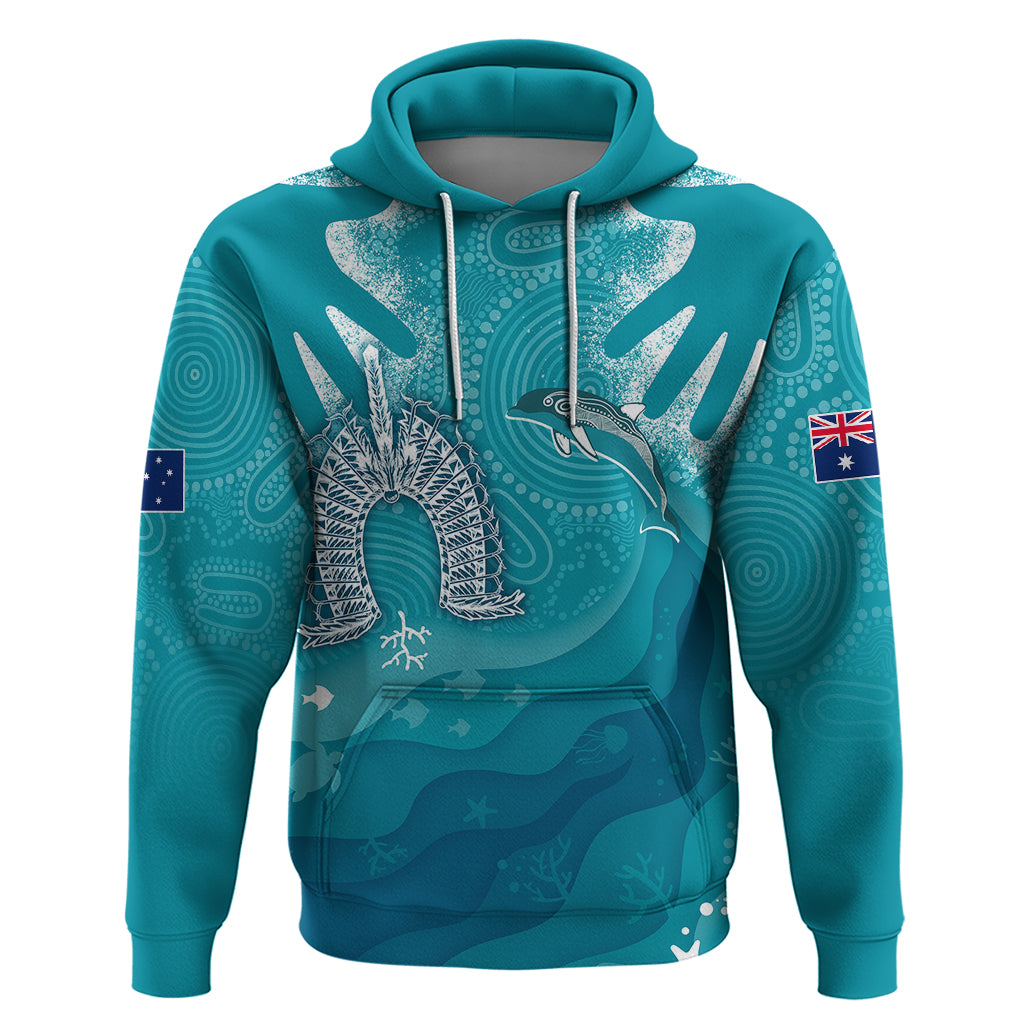 NAIDOC Week 2023 Hoodie For Our Elders Torres Strait Dolphin Aboriginal Dot Arts LT7 - Vibe Hoodie Shop