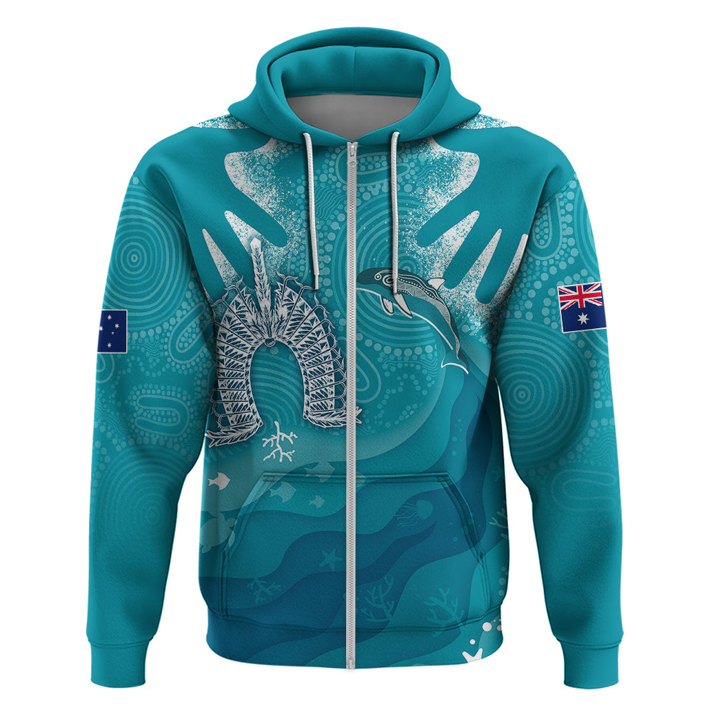 NAIDOC Week 2023 Hoodie For Our Elders Torres Strait Dolphin Aboriginal Dot Arts LT7 - Vibe Hoodie Shop