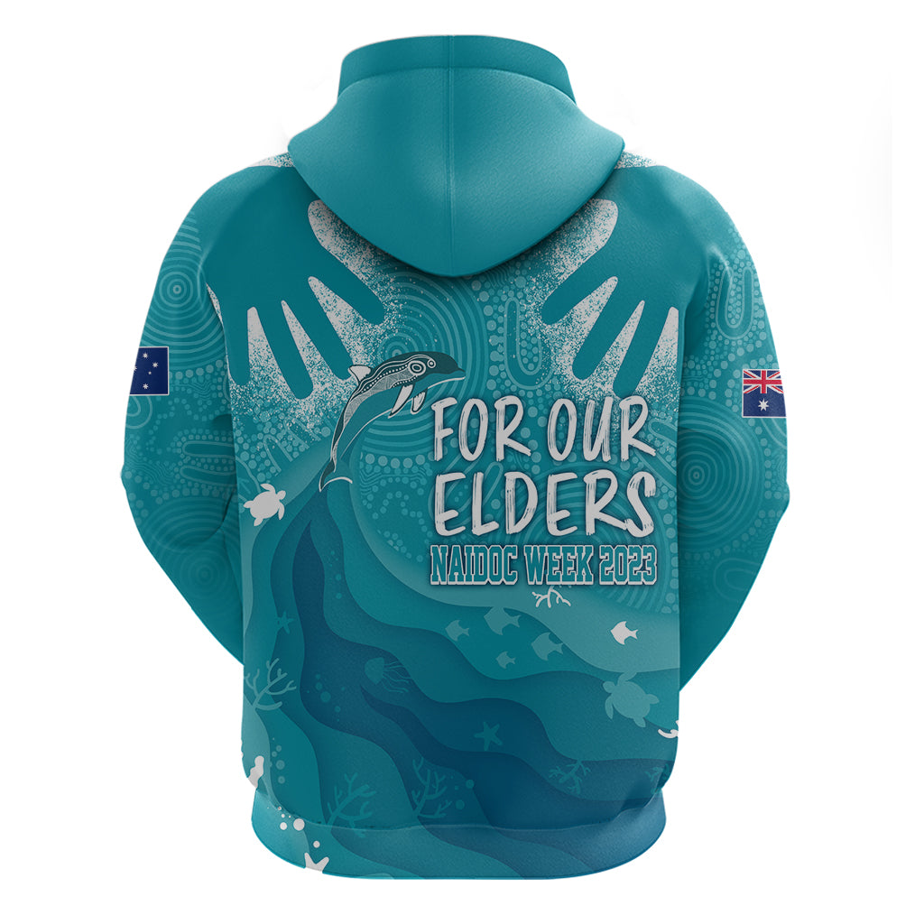 NAIDOC Week 2023 Hoodie For Our Elders Torres Strait Dolphin Aboriginal Dot Arts LT7 - Vibe Hoodie Shop