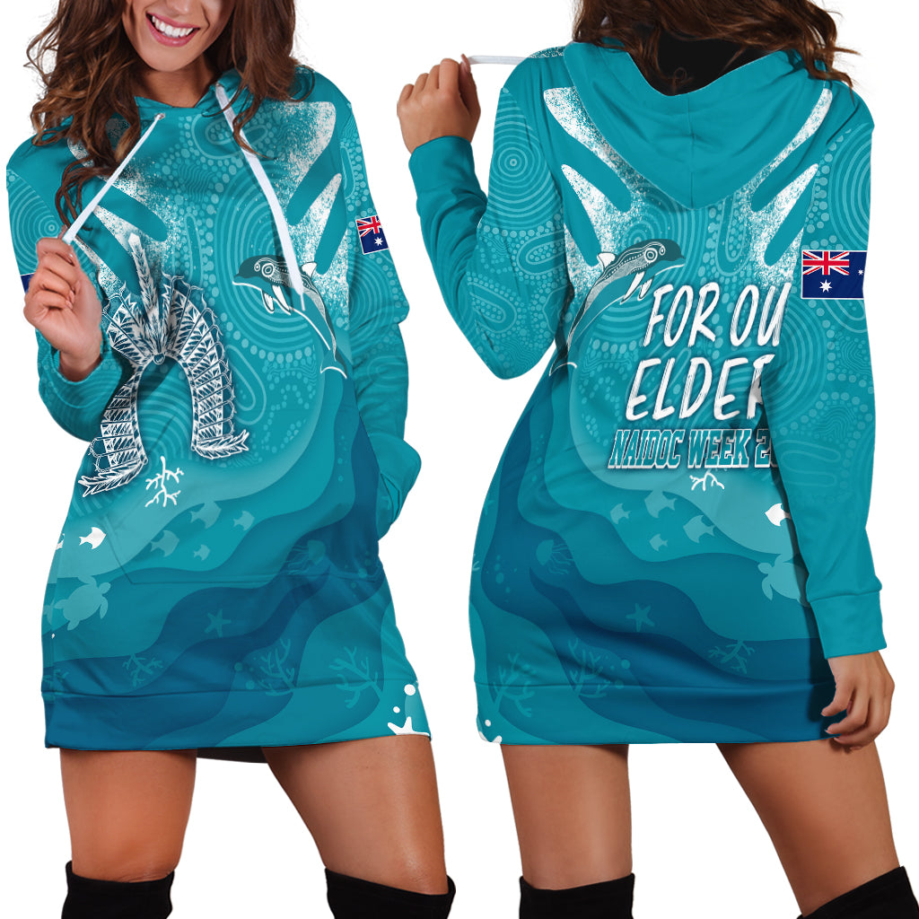 NAIDOC Week 2023 Hoodie Dress For Our Elders Torres Strait Dolphin Aboriginal Dot Arts - Vibe Hoodie Shop