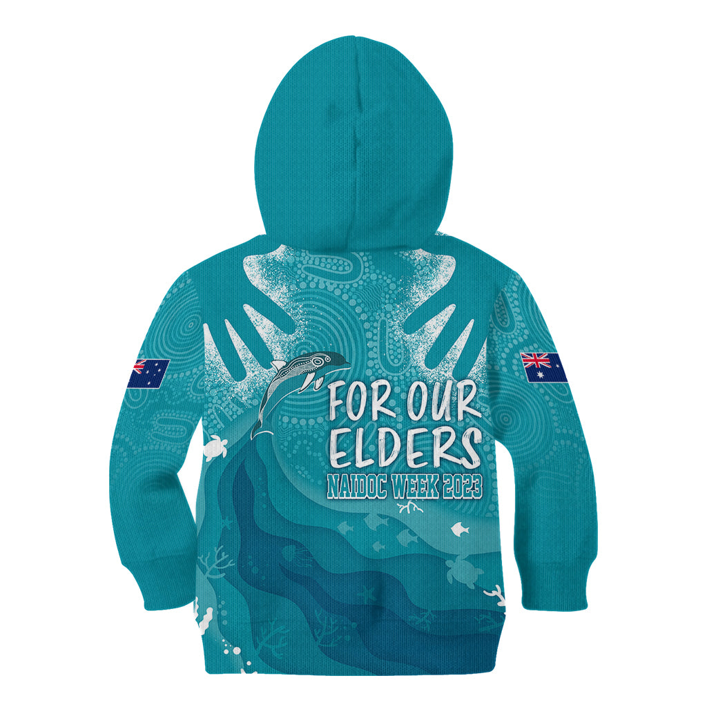 NAIDOC Week 2023 Kid Hoodie For Our Elders Torres Strait Dolphin Aboriginal Dot Arts - Vibe Hoodie Shop