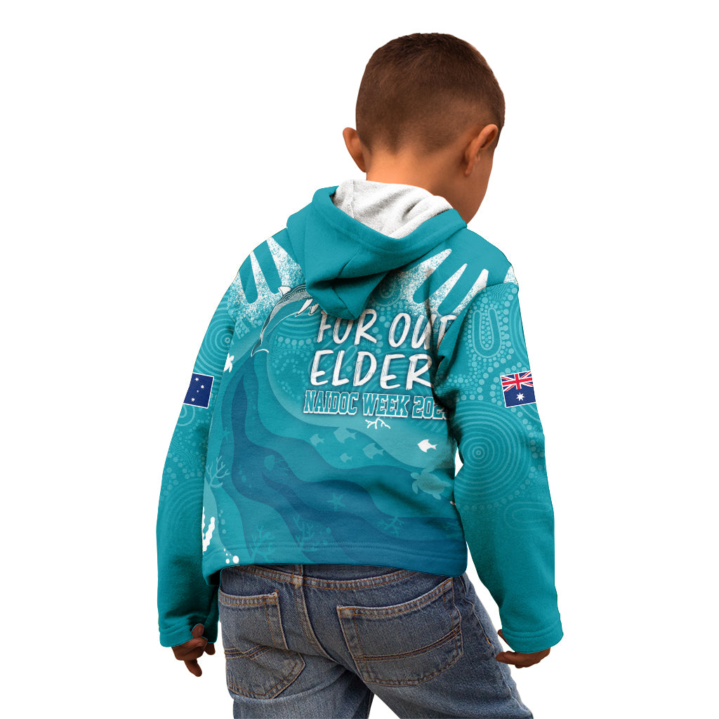 NAIDOC Week 2023 Kid Hoodie For Our Elders Torres Strait Dolphin Aboriginal Dot Arts - Vibe Hoodie Shop