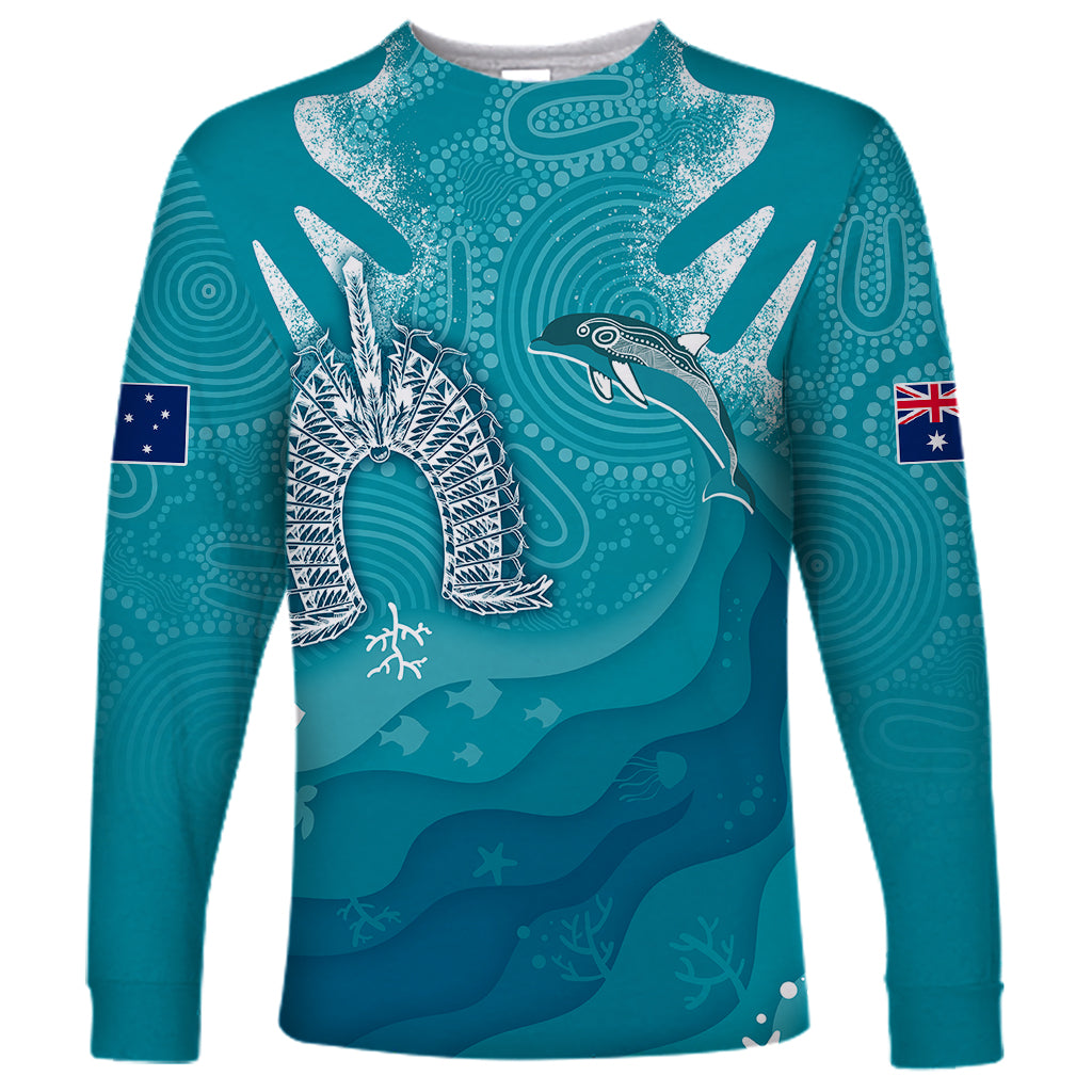 NAIDOC Week 2023 Long Sleeve Shirt For Our Elders Torres Strait Dolphin Aboriginal Dot Arts - Vibe Hoodie Shop