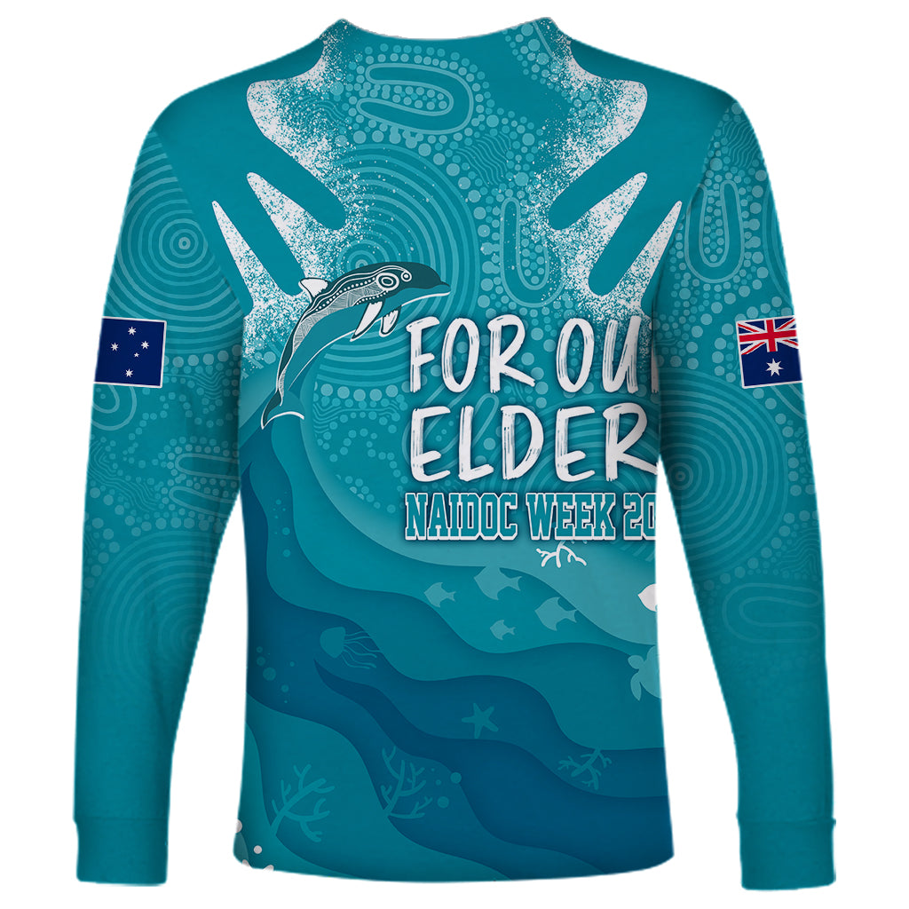 NAIDOC Week 2023 Long Sleeve Shirt For Our Elders Torres Strait Dolphin Aboriginal Dot Arts - Vibe Hoodie Shop