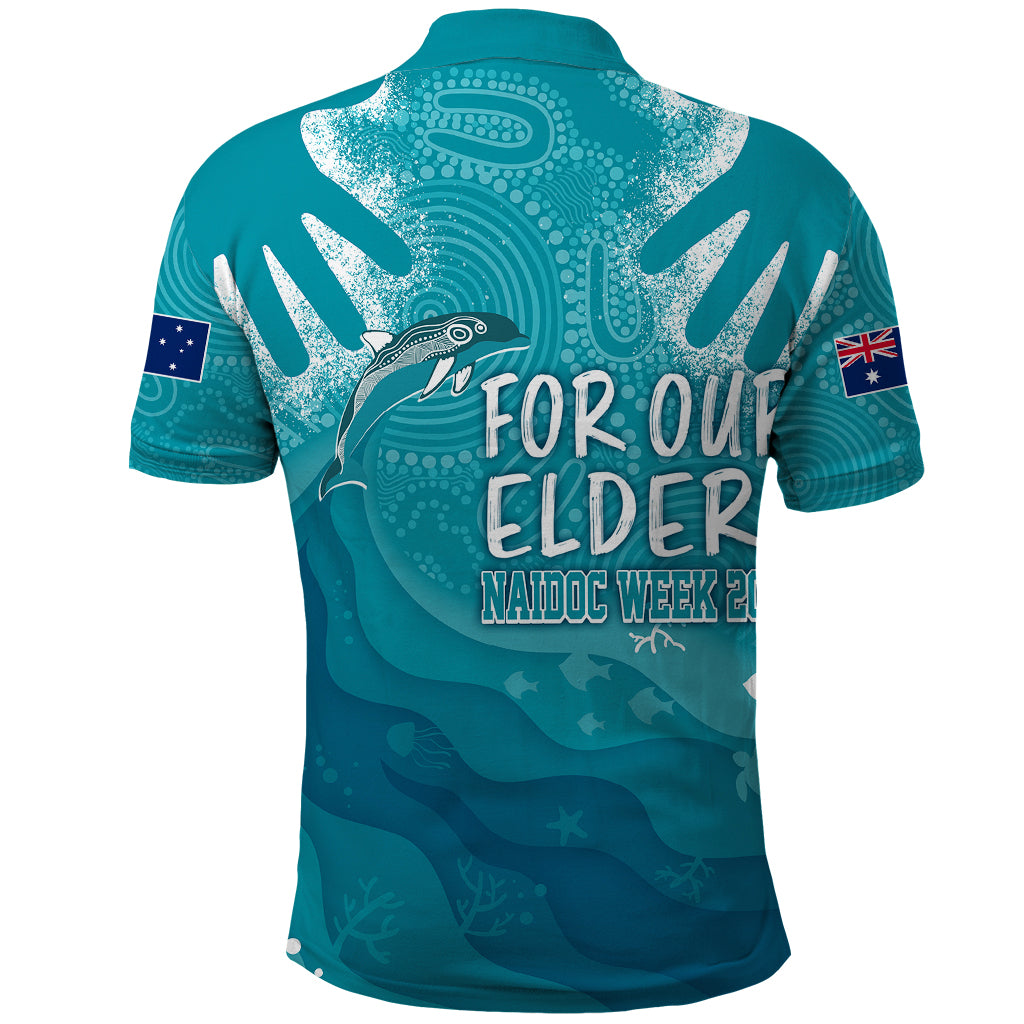 NAIDOC Week 2023 Polo Shirt For Our Elders Torres Strait Dolphin Aboriginal Dot Arts - Vibe Hoodie Shop